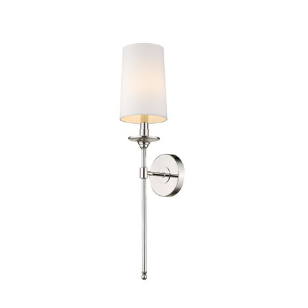 Z-Lite Emily 1 Light Wall Sconce, Polished Nickel & White 807-1S-PN